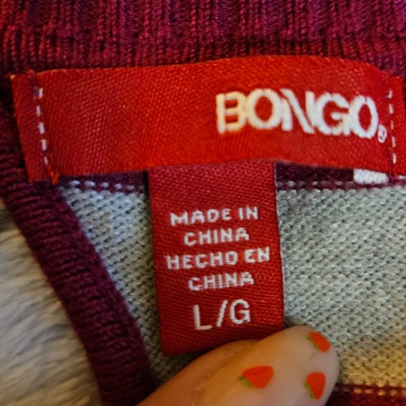 Bongo Junior Large Long Sleeve Stripe Keyhole Sweater Ruching Y2k 90s Preppy - Picture 7 of 8